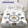 One Piece Jolly Roger Logo Pattern Bedding Quilt Set Quilt Cover Pillowcase Home Birthday Gift(1 * Duvet Cover + 2 * Pillowcase, Without Core)