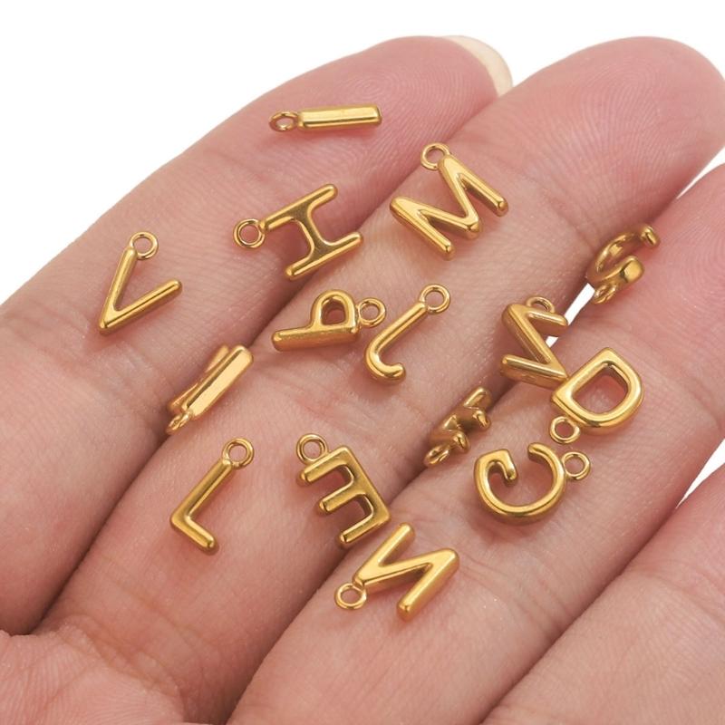 26 Piece Miniature Letter Charms With Vacuum Plating For Custom Jewelry Design Allergy Resistant Metal Accessories