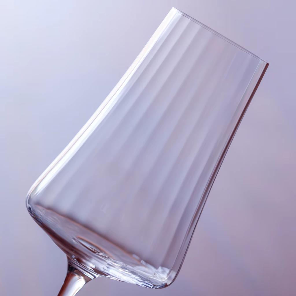 Boutique Series Crystal Glass High Footed Ribbed Champagne Flutes Sparkling Glasses for Bar Cocktail Drinking And Serving