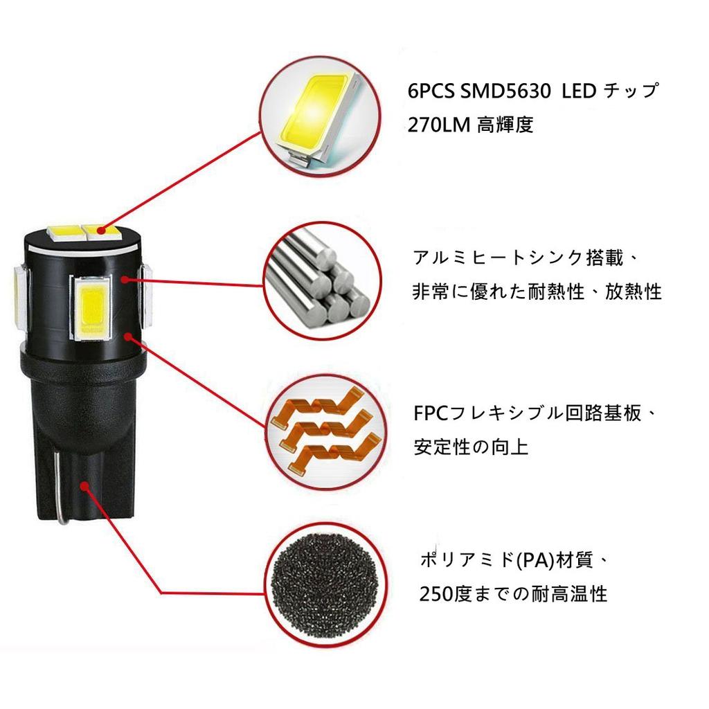 Wincar T10 LED White Explosive High Brightness W5W 194 168 LED Bulb, Car