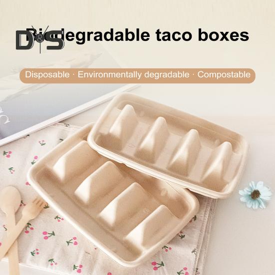 10/20 stk engangs tacoholdere for fester Robust tacobrettholder med skillevegger Miljøvennlig tacotallerken emballasjeboks for arrangementer Tacobarservering