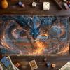 Frost Fire Dragon Spielmatte Anti-Rutsch Fleckenresistent Fantasy Schlachtfeld Gaming Schreibtischmatte für TCG