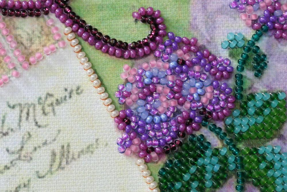 Mini Kit for Embroidery with Beads On Natural Artistic Canvas Abris Art Believe Love Dream