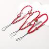 Fashion Red Acrylic Cellphone Case Chain Strawberry Bow Beaded Woman Mobile Phone Lanyard Jewelry For Anti-Drop Phone Wristband