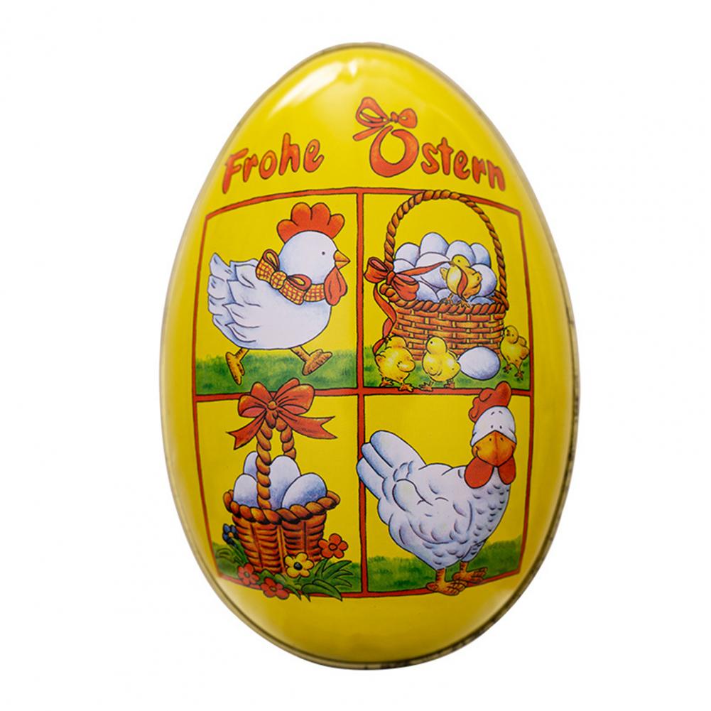 Happy Easter Treat Box Egg Shape Candy Box Funny Bunny Chicken Pattern Iron Art Biscuit Cookie Box Easter Decoration 2025