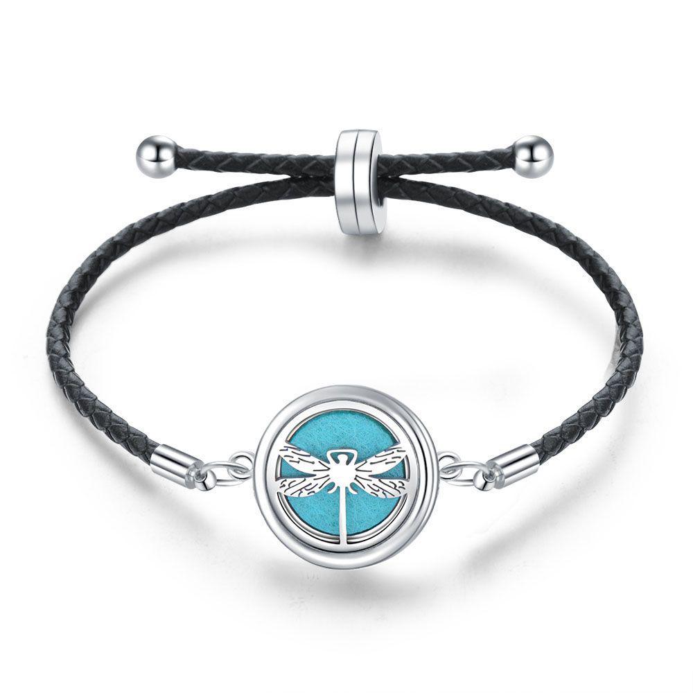 Women's Adjustable Braided Leather Aroma Diffuser Tree of Life Bracelet