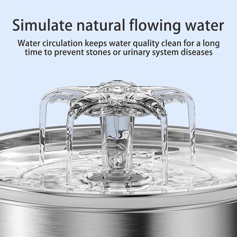 Haustier-Wasserspender Katzenbrunnen Wasserspender 2L Edelstahl Automatischer Tränker Hundetrinknapf USB-betrieben Haustierbedarf