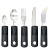 Adaptive Stainless Steel Anti-Tremor Tableware Set: Ergonomic Knife, Fork, Spoon with Rubber and Plastic Handles for Elderly Assistance