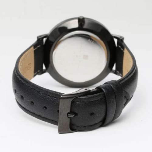 Authentic Salvatore Marra Wristwatch SM22102-BKBK, Water Resistant, Date and Day Display, Leather Strap, BKBK