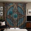 2 st HD Sydostasiatisk etnisk bakgrund snidad dekorativ gardin Blå digitaltryckt gardin Heminredningsstil decora