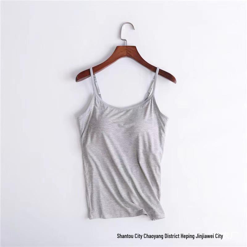 Sleeveless Women's Camisole with Chest Pads - Spaghetti Strap Tank Top, Wire-Free Cup, Ideal As Outerwear Base Layer or Yoga Sportswear
