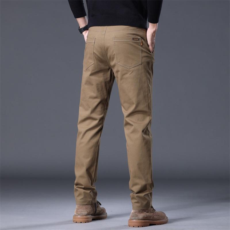 Pants Men's Spring and Autumn Men's New Fleece Warm Versatile Simple Business Pants Solid Color Trend Casual Men's Pants