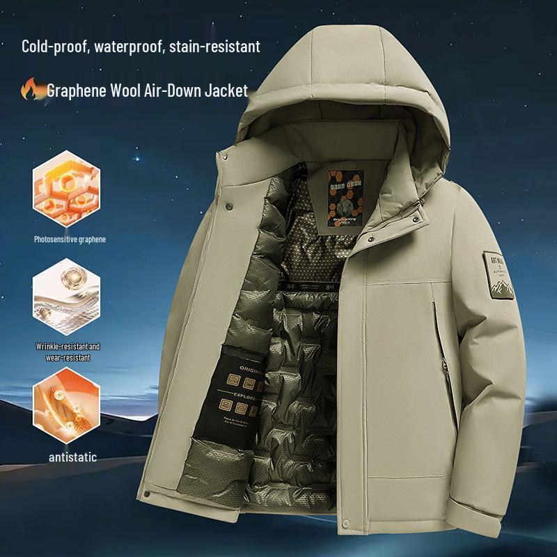 

Men s & Women s Graphene Merino Wool Windproof Winter Jacket – Waterproof, Thickened Cotton Climbing Coat 4XL хакі