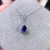 Sapphire Necklace Luxury Creative Blue Sapphire Pendant Necklace Female Sterling Silver Chain Necklace Wedding Jewelry