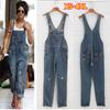 Frauen Lose Hosenträger Tasche Lange Hosen Casual Streetwear Loch Denim Overalls Taille Gerade Jeans Strampler