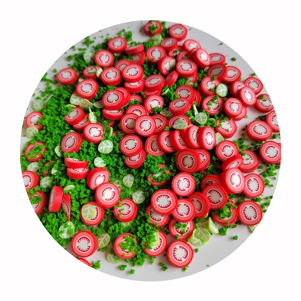 500g Soft Fried Eggs and Tomato Polymer Clay Slice Figurines Green Clay Crumb Sprinkles for Slime Shaker Card Clay Crafts 500g/bag