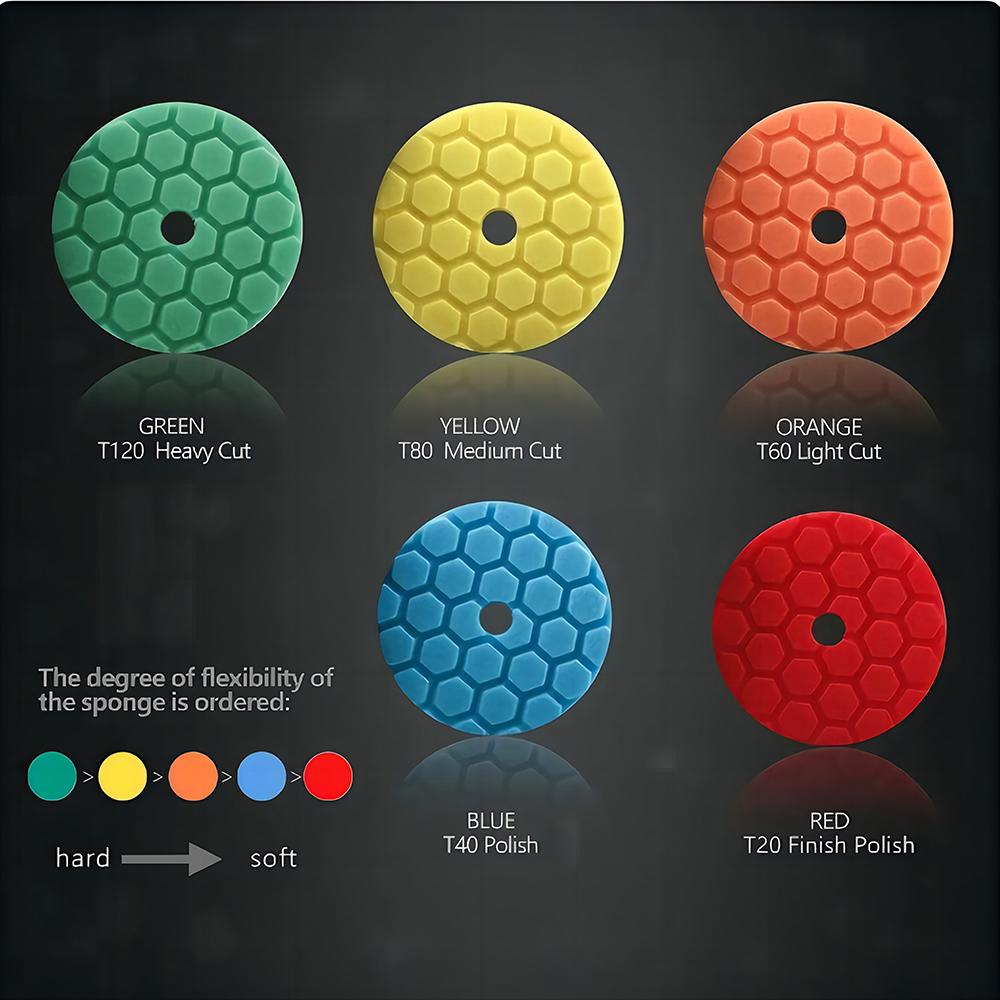 5" 5pcs Mix Color Car Spong Buffing Polishing Pads & Buffing Pads For DA/RO/GA Car Buffer Polisher