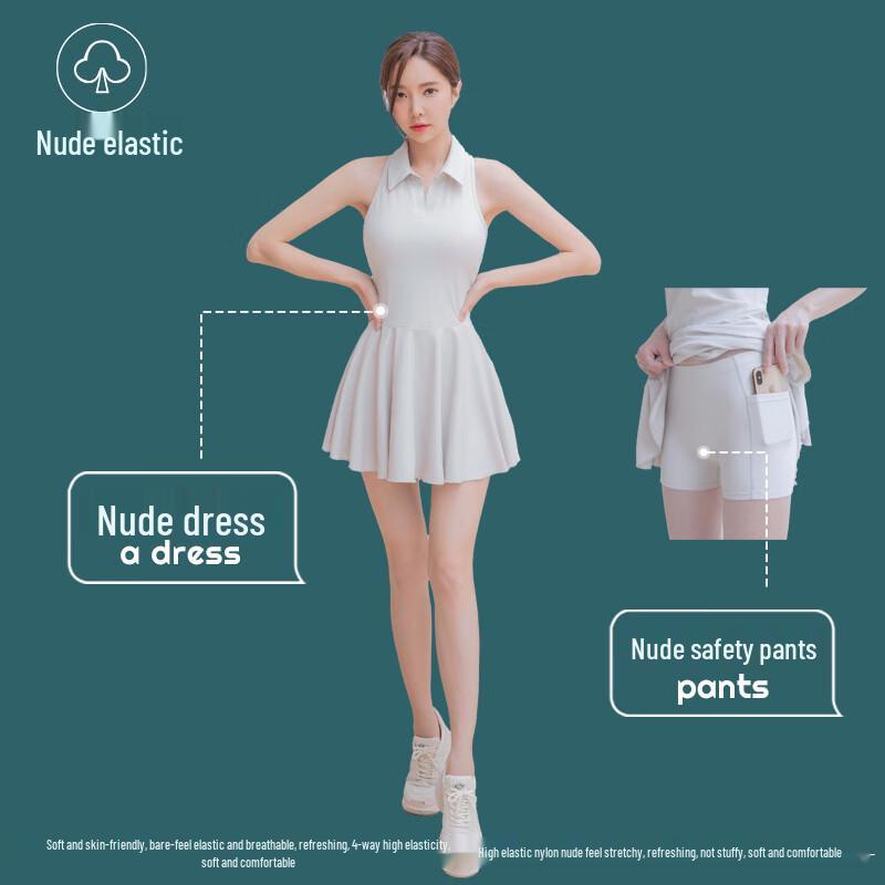 

KAIQIAN Women s Sleeveless Polo Sports Dress with Built-in Bra L