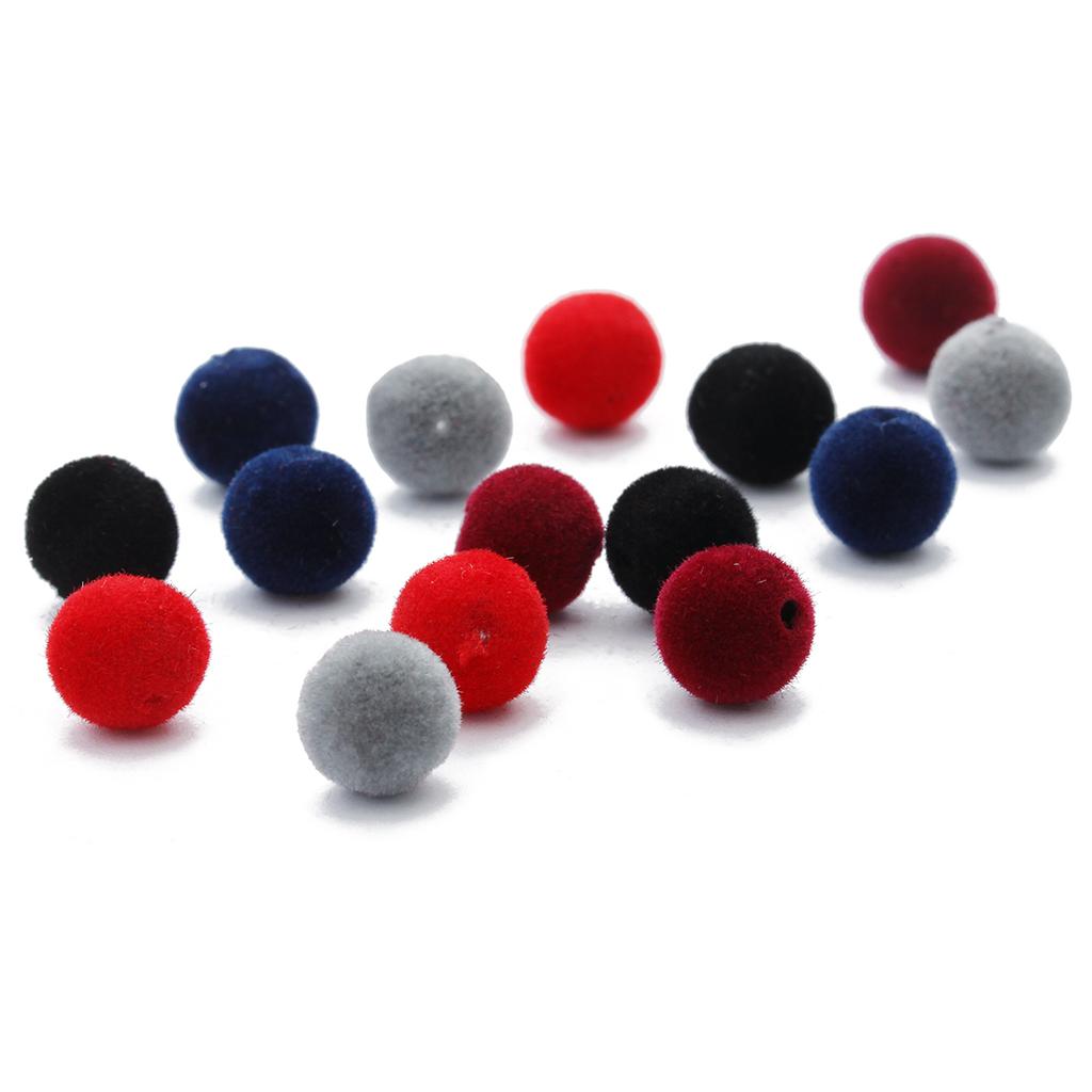 100Pcs 8mm Velvet Fabric Resin Loose Spacer Beads Hole 1mm Colorful Round Beads For DIY Bracelet Earring Jewelry Making Supplies