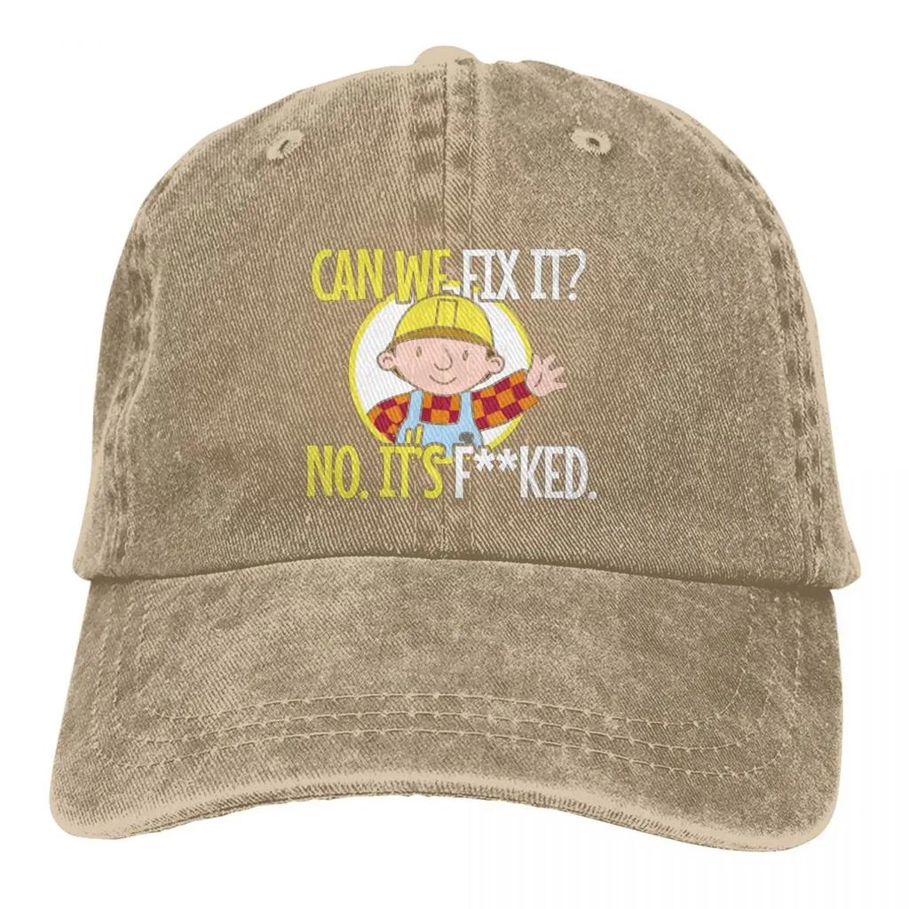 Vintage Bob The Builder Can We Fix It Baseball Caps Unisex Style Distressed Washed  Cap Funny Repair Man Hats Cap