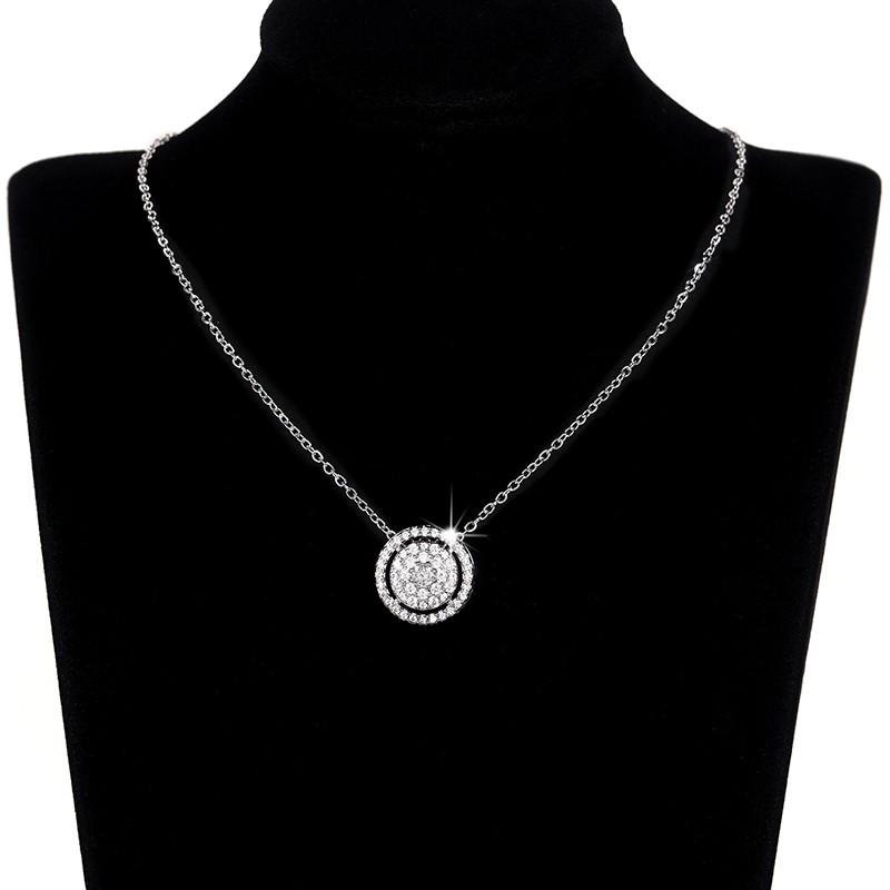 Dainty Cubic Zirconia Pendant Necklace Silver Color Chain Crystal Neck Accessory for Women Luxury Fashion Wedding Jewelry