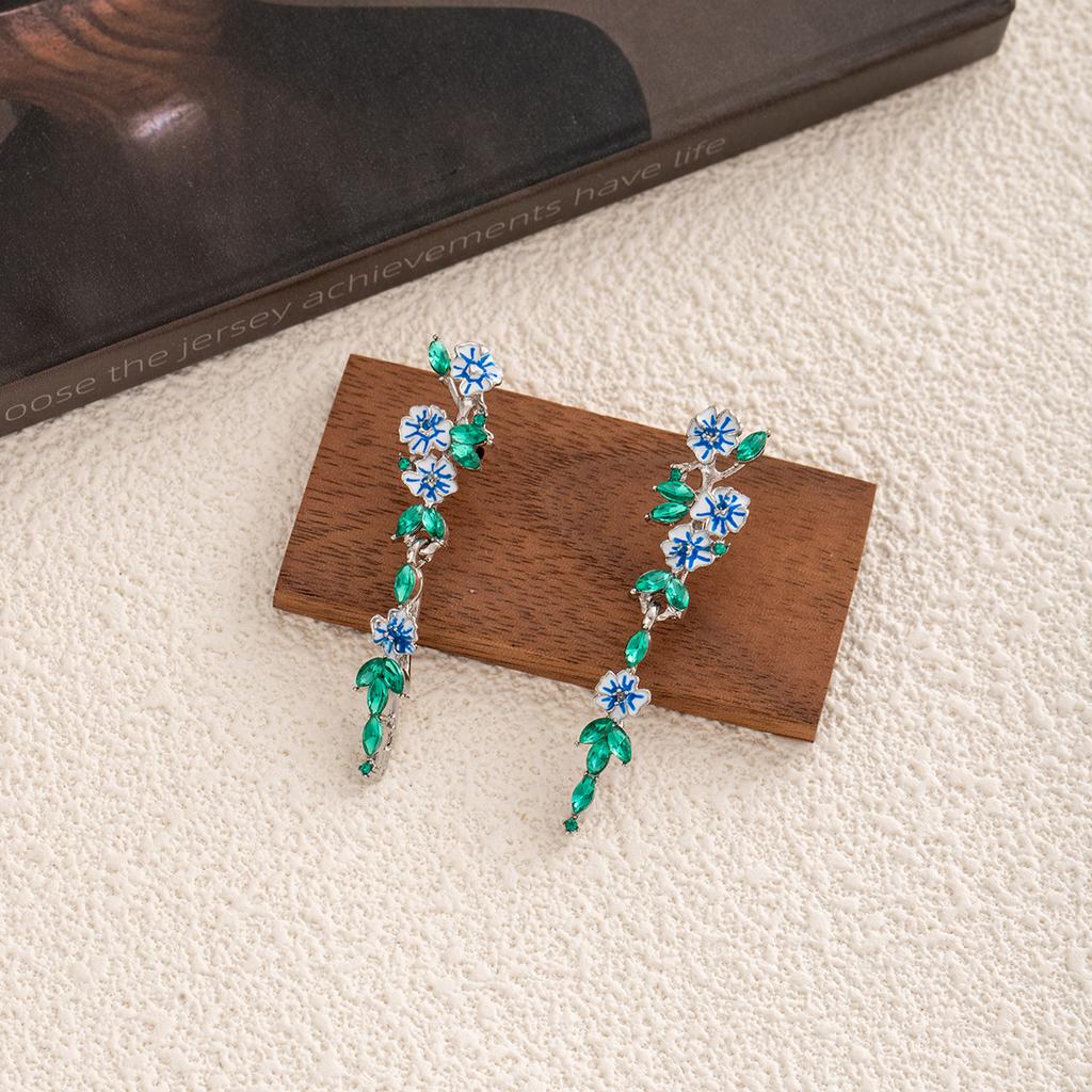 Monet Garden French Wisteria Flower Fringed Earrings Long Light Luxury Premium Earrings Elegant Temperament Earrings