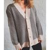 Striped Knitted Cardigan Women's Loose Sweater Single Breasted Buckle Casual Long Sleeved Jacket Warm Comfortable Commuter Tops Autumn and Winter