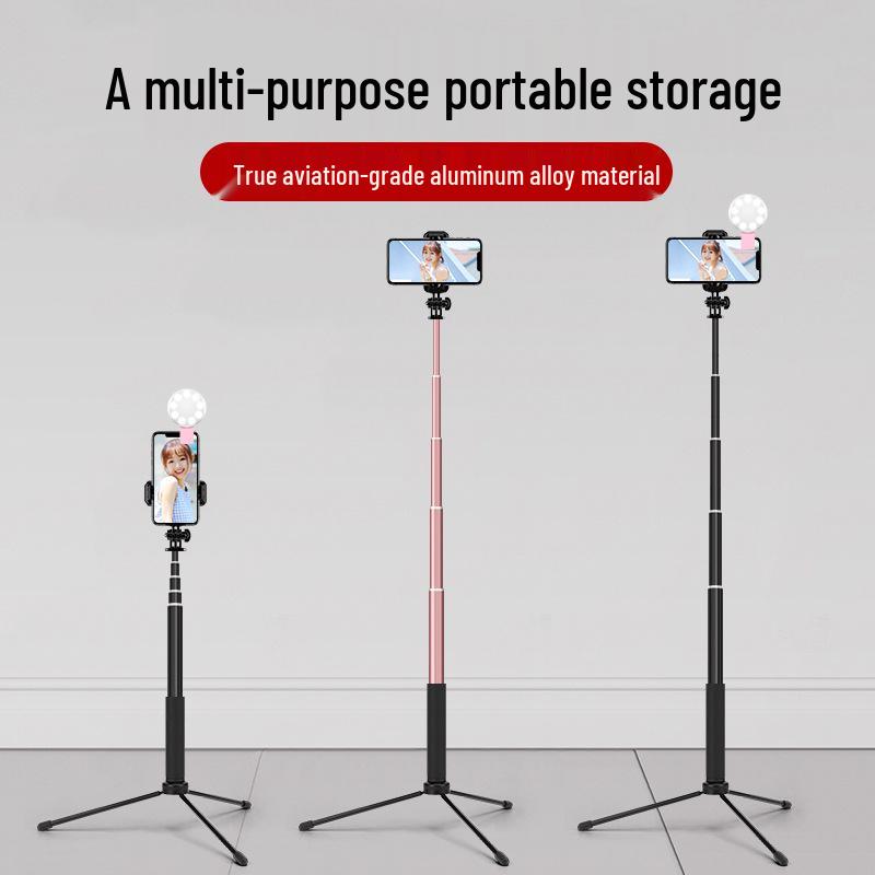 1.7m Aluminum Alloy Extendable Selfie Stick with Fill Light for Travel, Photography, Live Streaming & Tripod.
