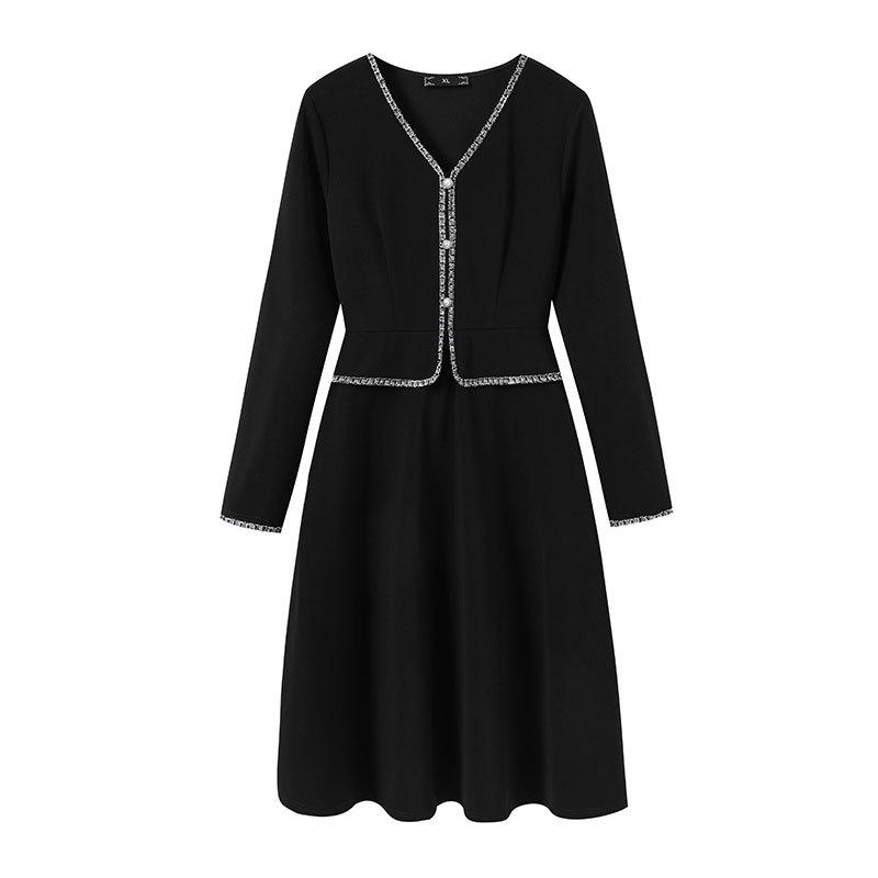 

Plus Size V-Neck Long Sleeve Dress for Spring & Autumn 5XL чорний