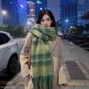 Korean Style Plaid Mohair Scarf - Women's Winter Imitation Cashmere Shawl