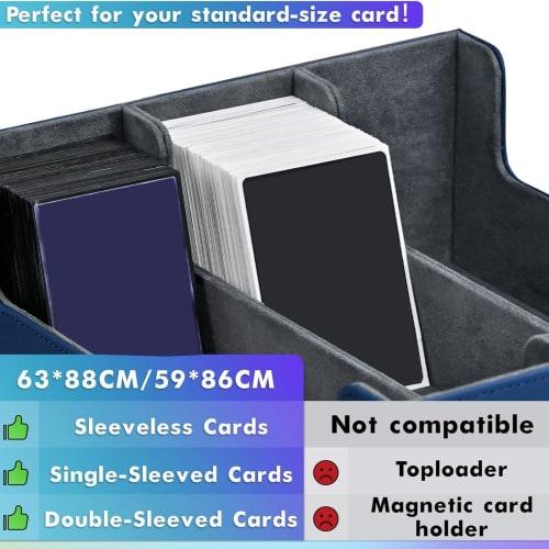 Uniiitie Trading Card Storage Box, Card Deck Case Holds Over 1800 Single-Sleeved Cards, Durable and Easy-to-Use Blue