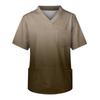 Men's Printing Short Sleeve V-neck Working Blouse Chest Pocket Carer Top