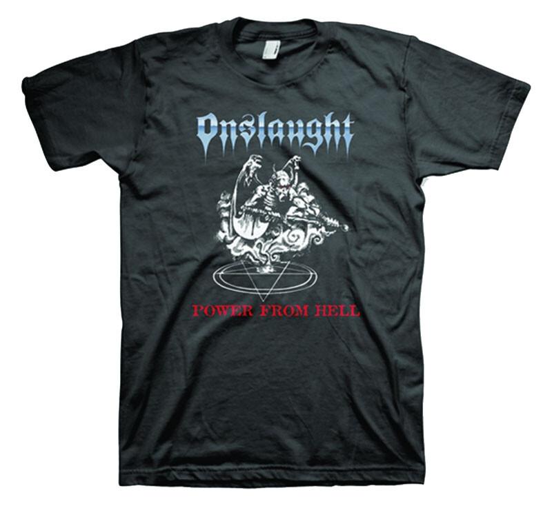 New Onslaught Power From Hell Thrash Metal Band Black T-Shirt badhabitmerch XL
