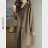 Women's Wool Coat: 2025 Spring/Autumn Korean Style Slim Fit, Medium-Long Length