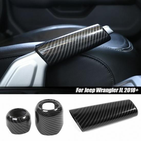 Handbrake Brake /Gear Shift /4WD Knob Trim Cover For Jeep Wrangler JL 18+ Carbon