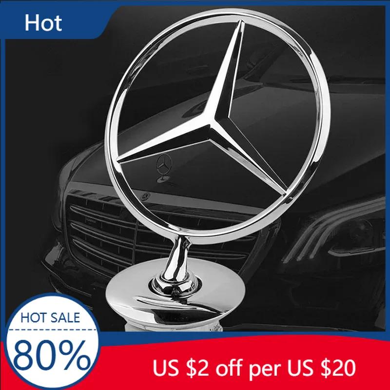 ERS3 Hot 2025 44mm 3D Metal Chrome Car Front Hood Emblem Bonnet Logo For Mercedes Benz C E S Class W204 W205 W212 W213 W211 W220 W222