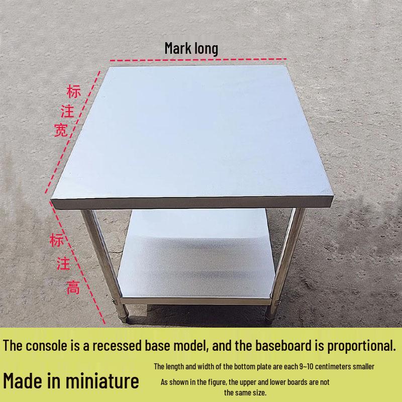 Heavy-Duty Two-Tier White Stainless Steel Kitchen Work Table with Extra Thick Rack for Cutting and Chopping