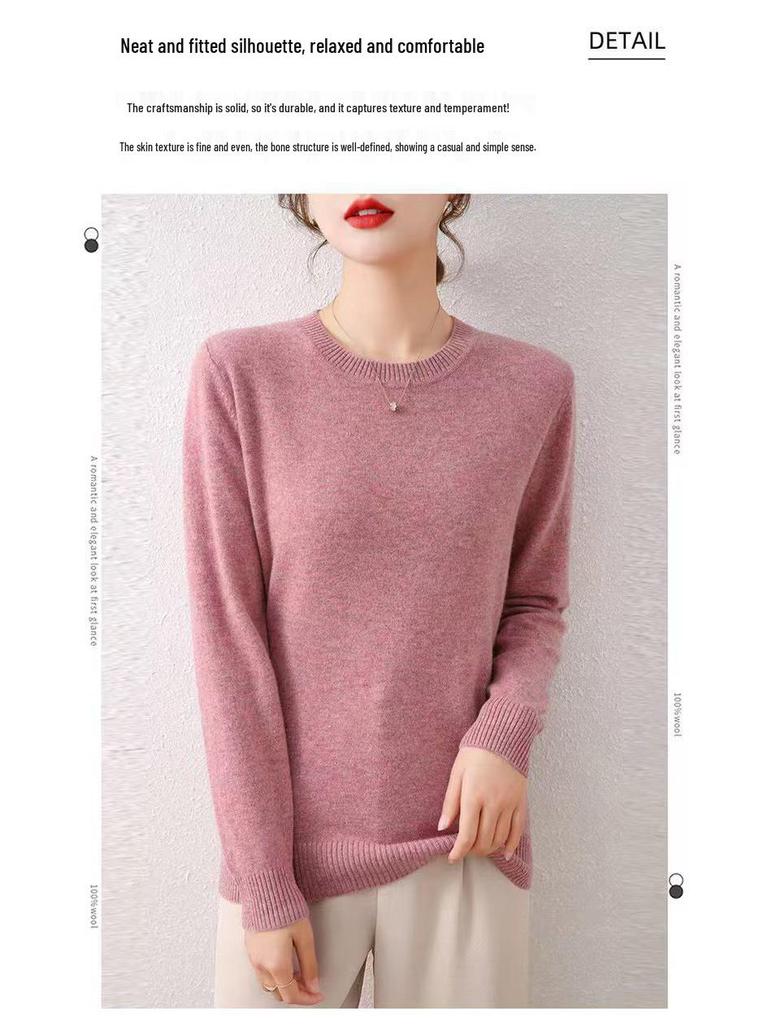 2025 Versatile Loose-Fit Wool Sweater: Slimming, Solid Color, Perfect for Autumn & Winter