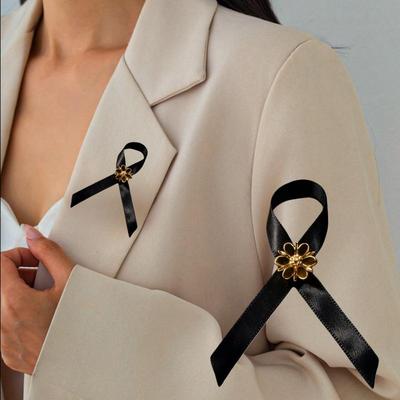Czarna Broszka Wstążka Pogrzebowa Pin Pamięci Korsaż Żałobny Kobiety Mężczyźni Pin do Krawata Wstążka Pins do Kołnierzyka Garnituru Koszuli Akcesoria do Ubrań