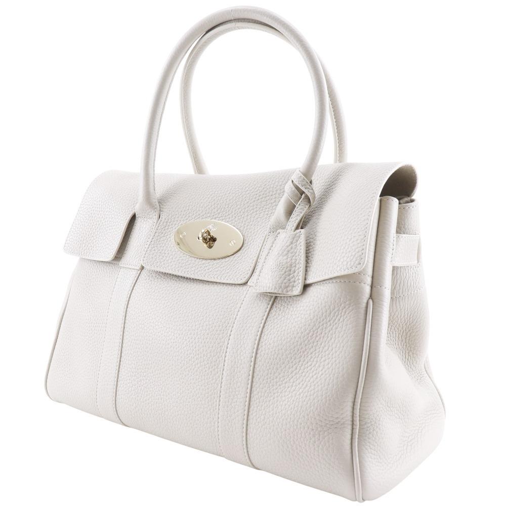 Mulberry Bayswater Tote Tasche HH6592/736W160 Kreide Starkes Korn graues Leder Damen Gebraucht