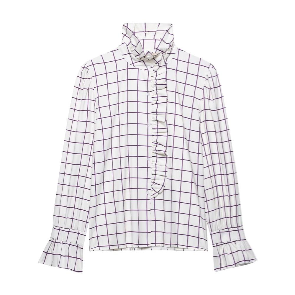 

2025 Весна/Лето Женская Универсальная Повседневная Блузка с Рюшами Small грязно-белый