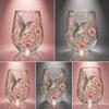 Glasbecher mit Kolibri und Blumenmuster, handbemalt, dekoratives Trinkglas mit Goldrand für den täglichen Gebrauch und besondere Anlässe