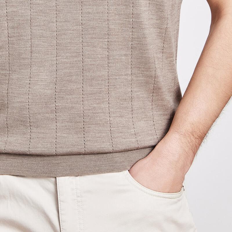 Men's 100% Fine Wool Polo Neck Short Sleeve Sweater
