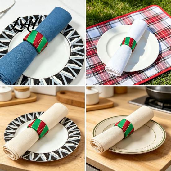 Holiday Table Decor 6Pcs Christmas Napkin Rings Red And Green Decorative Holders Festive Rings for Reusable Bands Dinner Decoration Hotel Banquet