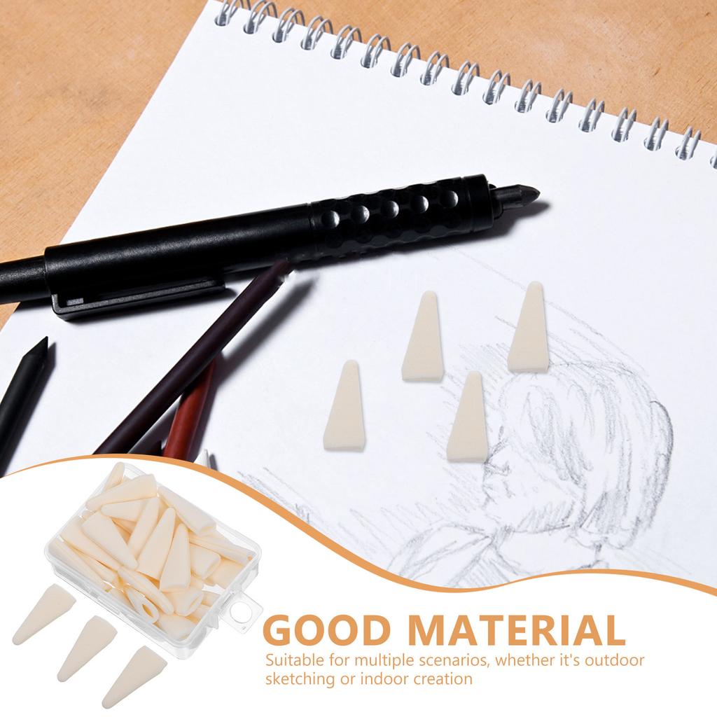 40Pcs Sketch Wiper Replacement Cotton Tips Soft Eraser Heads for Precise Drawing Blending Shading Sketching Art Tools Supplies
