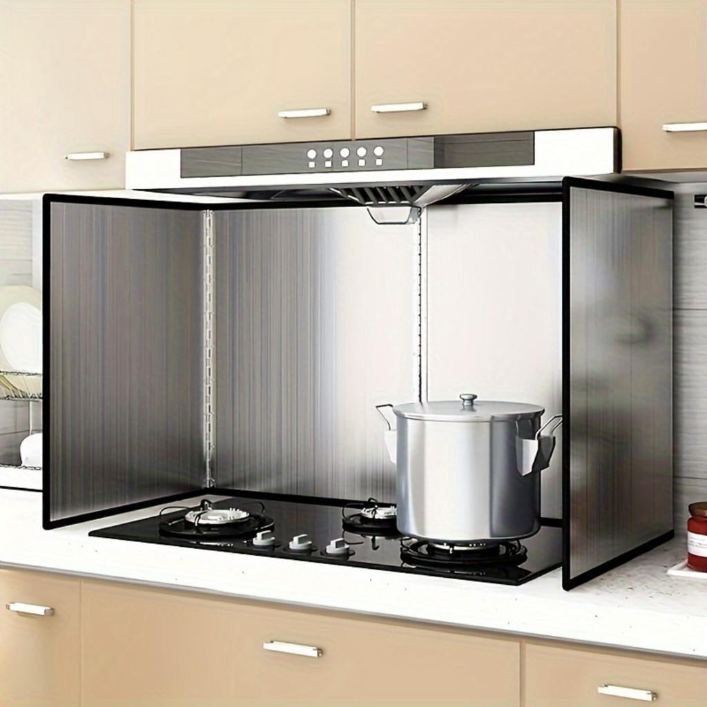 One Stainless Steel Splash Screen Set - Heat Resistant, Non-Stick Kitchen Stove Protection - 2 Foldable Panels for Home, RV, Camping
