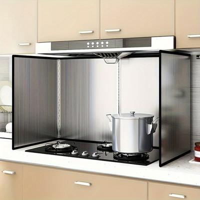 One Stainless Steel Splash Screen Set - Heat Resistant, Non-Stick Kitchen Stove Protection - 2 Foldable Panels for Home, RV, Camping