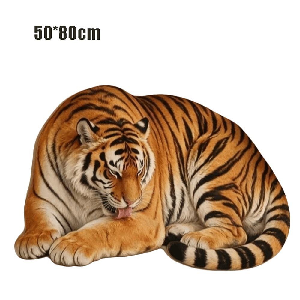 Non Slip Tiger Floor Mat Imitation Cashmere Animal Shape Mat Realistic Entrance Carpet  Home Decor