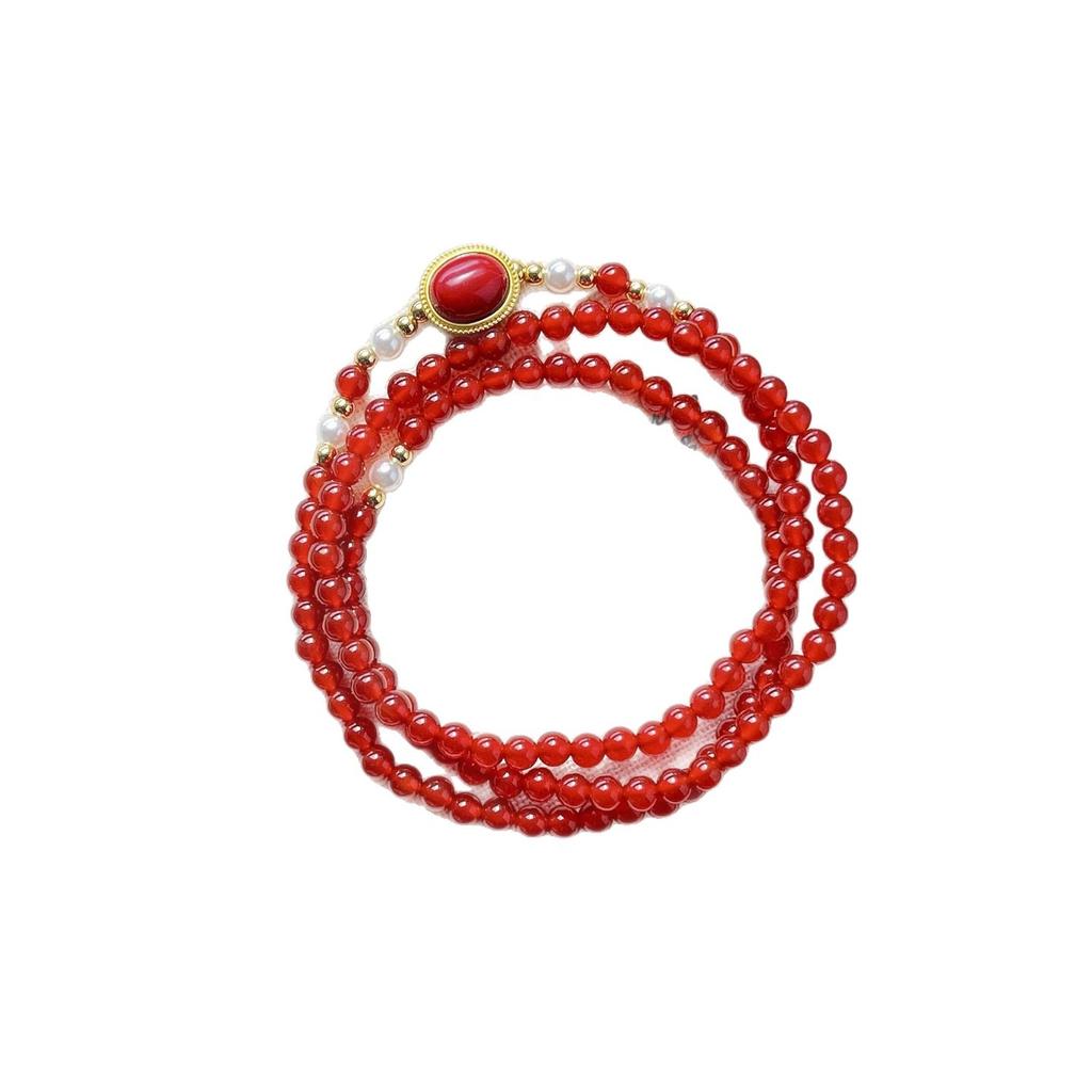 4Mm Autumn And Winter Natural Ice Transparent Chalcedony Design Sense Multi-Circle Bracelet Bracelet