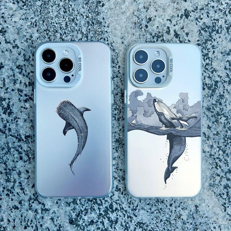Cool Ocean Turtle Pattern Phone Case For iPhone 15 14 Pro Max 11 12 13 Pro Max Mini 15 Plus Sea Blue Turtle Design Laser Covers